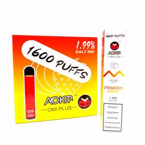 КЛУБНИКА БАНАН AOKM Omi plus 1600 затяжек 1,99% nic Оригинал Одноразовая электронная сигарета
