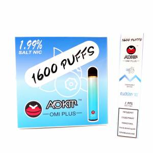 ЧЕРНИКА ЛЕД AOKM Omi plus 1600 затяжек 1,99% nic Оригинал Одноразовая электронная сигарета