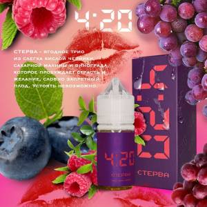 ЧЕРНИКА МАЛИНА ВИНОГРАД 4:20 Salt 30 ml 20 mg Жидкость для POD-систем