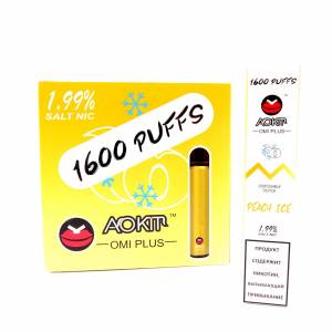 ПЕРСИК ЛЕД AOKM Omi plus 1600 затяжек 1,99% nic Оригинал Одноразовая электронная сигарета