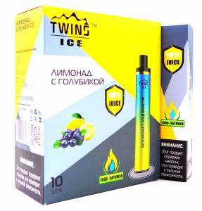 ЛИМОНАД С ГОЛУБИКОЙ Twins Grande 1500 затяжек 2% nic Одноразовая электронная сигарета