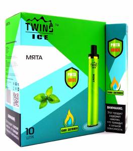 МЯТА Twins Grande 1500 затяжек 2% nic Одноразовая электронная сигарета